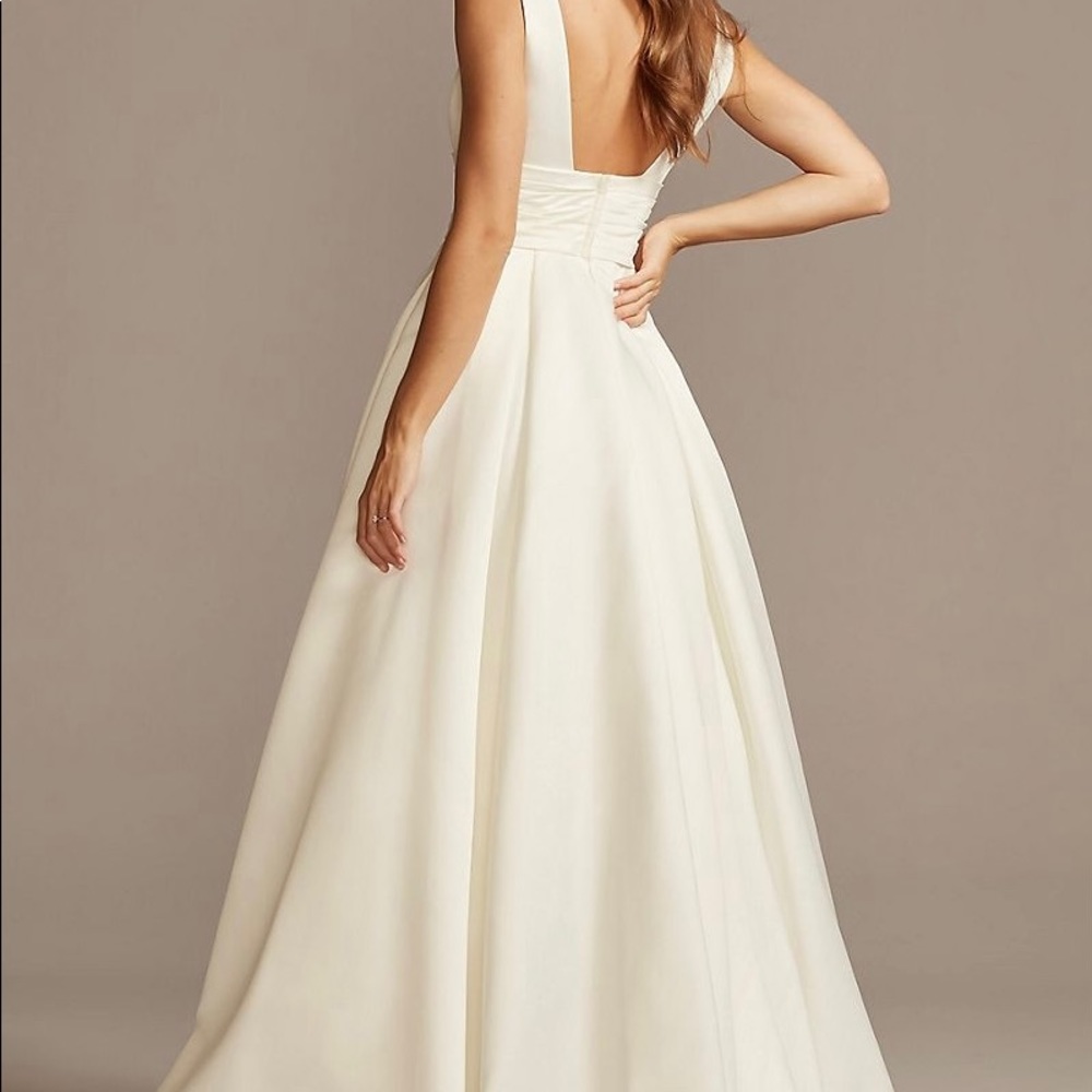 Cummerbund Satin Ball Gown Wedding Dress Gem